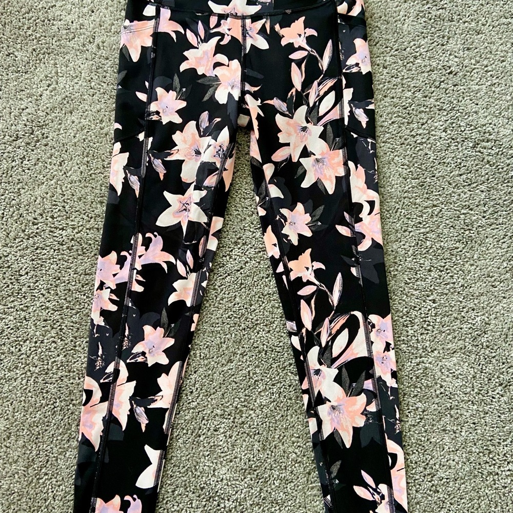 Victoria’s Secret Floral Black and Pink Leggings